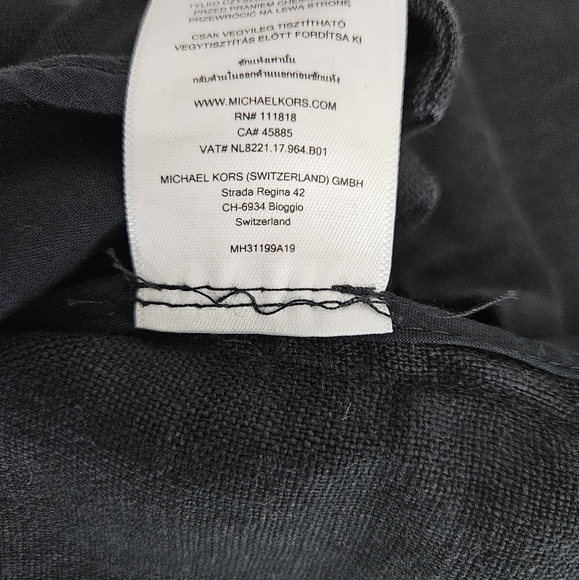 Michael Kors Blazer Linen Black Ruched 3/4 Sleeve 1 Button Jacket 6 - Picture 9 of 9